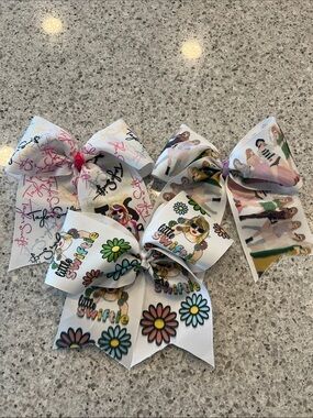 Custom Taylor Swift Hair Bows - Kids Character Print Hair Bows - White Floral